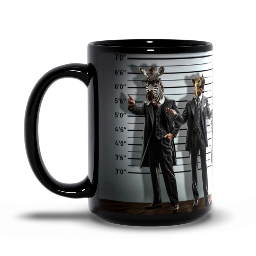 Unusual Suspects 15oz coffee mug, animal dog artwork, funny dogs, movie parody. (Copy)