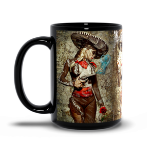 Mariachi Del Amor 15oz coffee mug, dia de los muertos, day of the dead artwork.